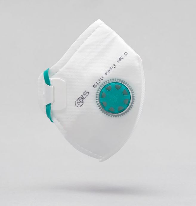 Mascarilla BLS FFP3 plegable vertical con válvula 513V.
