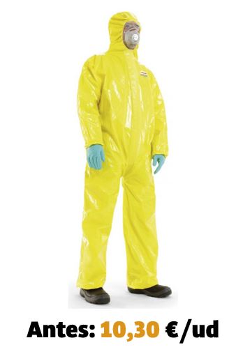 Buzo desechable Spacel 3000 RA/EBJ - amarillo tipo 3,4,5 y 6, riesgos químicos y biológicos