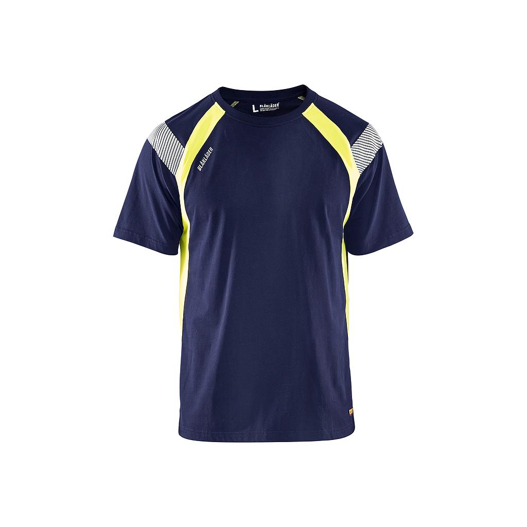 Camiseta Blaklader 3332 m/corta de visibilidad mejorada, 100% algodón + parte alta visibilidad 100% poliester, bandas segmentadas
